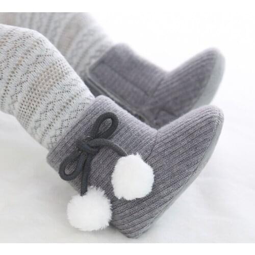 New Autumn Newborn Baby Shoes Baby Girl Boy Shoes Polka Dot Knitting Boots Casual Non-slip Soft Soled Walking Shoes