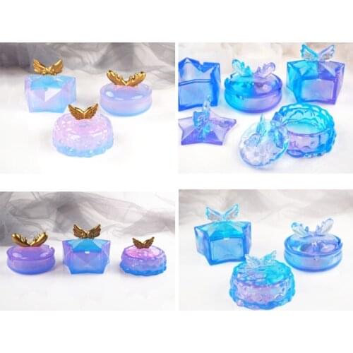 Ashtray with Lid Stars Storage Box Mold Silicone Resin Molds for Home Decoration