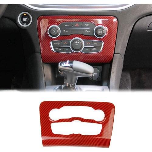 Crosselec Carbon Fiber Central Control Air Conditioning A/C Panel Cover tirm for Dodge Charger 2015+ (red)