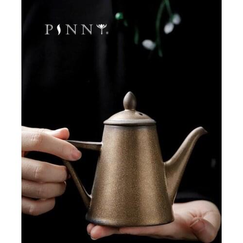 PINNY 250ML Retro Ceramic Gold Glaze Teapot Pigmented Chinese Kung Fu Tea Pot Vintage Drinkware Flagon