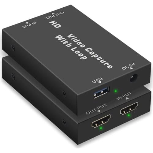 4K HD USB 2.0 TV Loop Out Audio Video Capture Card 1080P Video Recording Plate Camera Grabber for OBS Switch Game Live Streaming