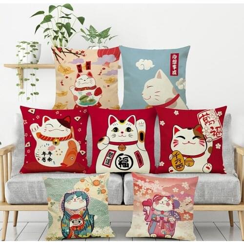 Cartoon Cat Printing Household Pillowcase Pillow Cover Decorative Pillowslip