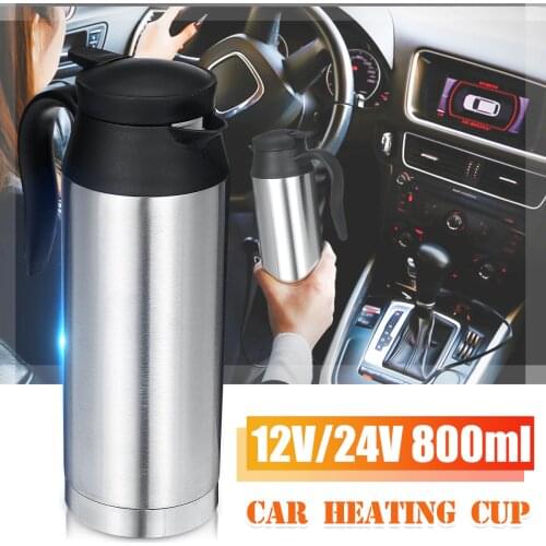 800ML 12V/24V Portable Cup Kettle Travel Milk Coffee Mug Car Electric Kettle With Cigar Lighter Cable Keep Warmer Water Kettle