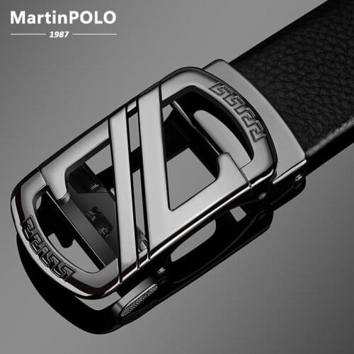 MARTINPOLO Top Quality Cowskin Trousers Belts 100% Cowhide Belt for Men Brand Male Z Letter Buckle Mens Luxury Leather MP4403P