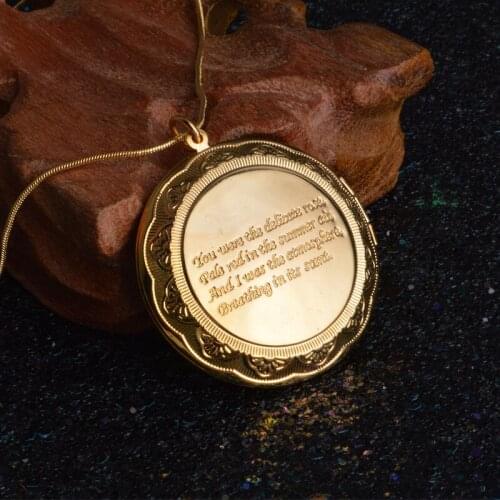 Retro Round FLOWER words Photo box Pendant Necklace for Women Silvery color Jewelry Gift Dropshipping Wholesale