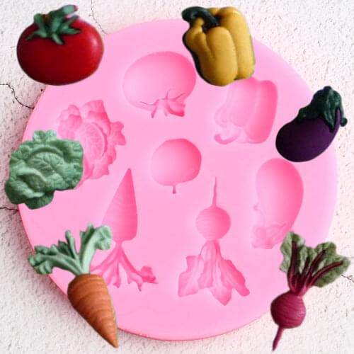 Vegetable Fruit Silicone Mold Radish Tomato Eggplant Cabbage Candy Chocolate Molds Cupcake Topper Fondant Cake Decorating Tools