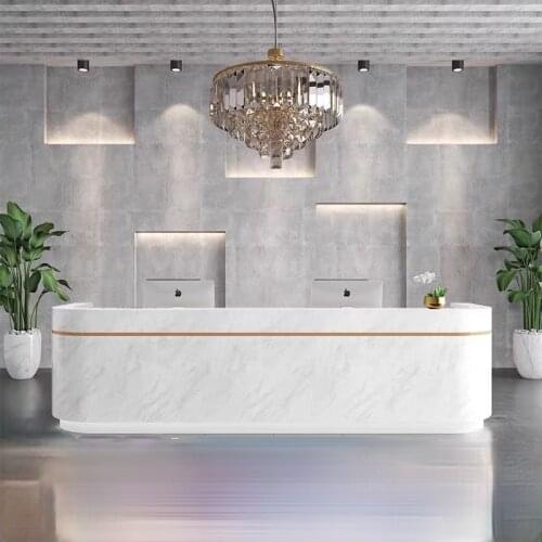 Reception Desk Company Paint Arc Bar Imitation Marble Front Desk Simple Modern Cashier Desk