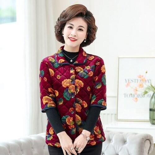 Thick Velvet Cotton Vest Women Half Sleeve Coats Winter Grandma Printed Warm Waistcoat Casual Plus Size 5XL Mother Vests