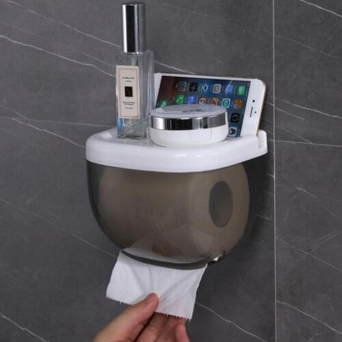 Toilet Paper Holder Waterproof Mobile Phone Storage Shelf Wall Mounted Rack Tray Roll Paper Tube Tissue Box Home Bathroom CSV