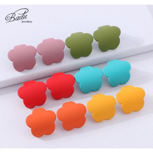 Badu 2019 Charm Women Flower Stud Earrings Small Fashion Statement Trendy Plastic Earrings 1 Pair Summer Jewelry for Girls Gift