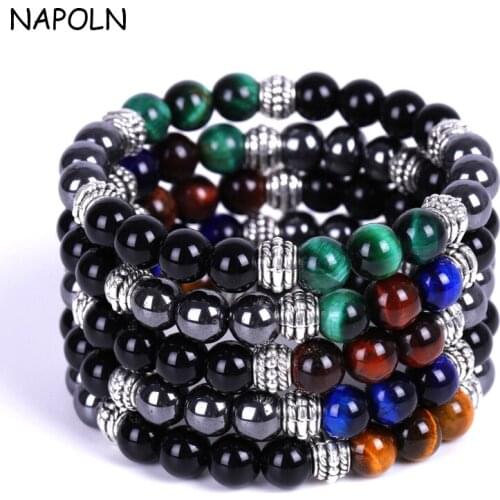NAPOLN New Arrival Tiger Eye Bracelet Women yoga bracelets Natural Stone Hematite Bracelet Mens Jewelry Accessory Dropshipping