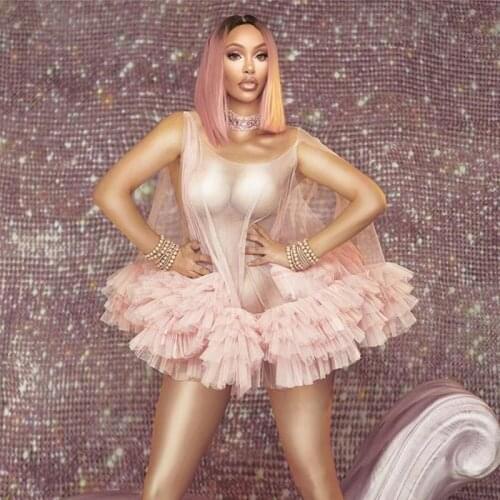 Big Stretch Womens Nightclub Dress Party Prom Outfit GOGO Stage Female Show Bubble Skirt Stage Clothes For Singers BL2309