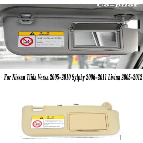 1PC For Nissan Tiida Versa 2005-2010 Sylphy 2006-2011 Livina 2005-2012 Car Interior Front Sun Visor Panel Sunvisor Makeup Mirror