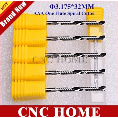 10 Pcs AAA 3.175x32MM Single One 1 Flute K66 Carbide CNC End Mill Set, Milling Cutter, CNC Cutting Carving Bits