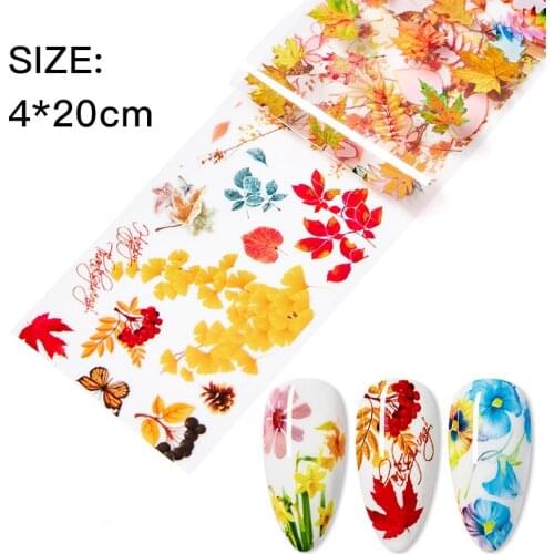 10pcs/set 3D Nail Sticker Set Maple Leaf Flower Decals AB Paper Nail Art Transfer Stickers Sliders For Nails Art Decoration