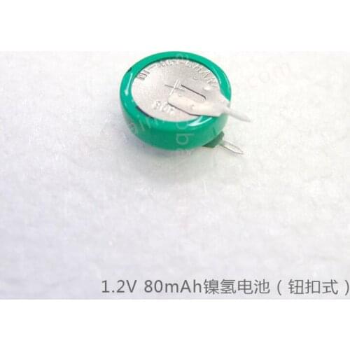 10PCS 1.2V 80mAh Ni-MH Li-Po Lithium Li-polymer Bateria Batteries Rechargeable Button Coin Cell Battery With Solder Pins