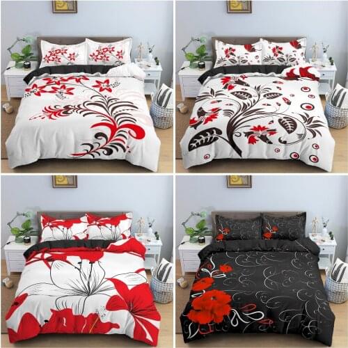 2/3PCS 3D Flowers Pattern Duvet/Quilt Cover Set Soft Cozy Bedding Set Bedroom Decor Queen King Full Bedclothes With Pillowcase