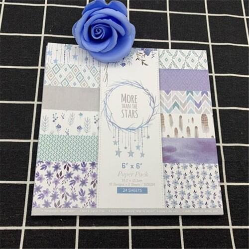 24 pages 6 * 6 flowers and leaves starry sky diamond DIY handmade paper dark and light background scrapbooking