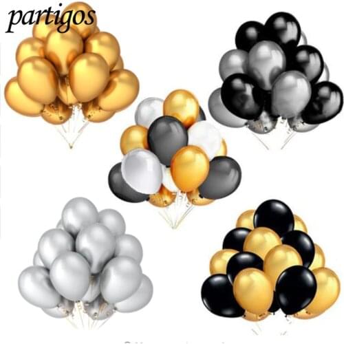 30pcs/lot 10inch Pearl Gold Silver Black Latex Balloons Birthday Wedding Party Decor Air Helium Globos Kids Gifts Supplies