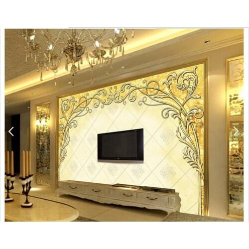 Customized 3d photo wallpaper 3d wall mural wallpaper European classical luxury volume TV setting wall living room decoration