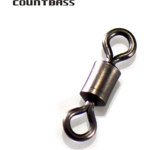 50pcs Black Rolling Swivels Fishing Connector Terminal Tackle Fishing Accessories