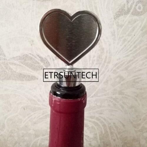 50pcs Heart Blank Metal Wine Bottle Stopper for DIY Crystal Dome Cabochones Accessory