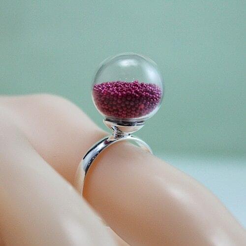 6PCS Glass Ball Ring(Adjustable),glass bubble rings,Globe Bottle Rings,glass globe rings