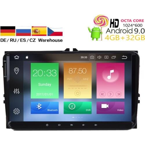 HIRIOT 9'' IPS Android 9.0 CAR GPS Player For VW PASSAT CC GOLF POLO CADDY SKODA Octa Core Radio 4G+32G BT Mirror Link DAB