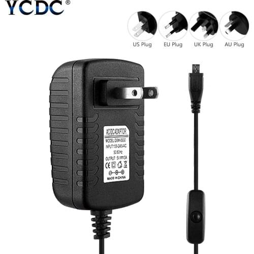 Power Supply Adapter Wall Charger 5V 3A+On/Off Switch For Raspberry Pi 3 B B+ P Power Supply Adapter/Wall Charger/Raspberry Pi 3