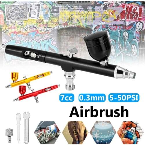 Airbrush Tool Dual Action Gravity Feed 0.3mm Nozzle Spray Gun Cake Decorating Brushes For Nail Manicure With Wrench Straw