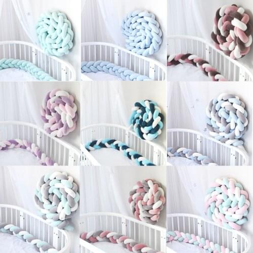 2M/3M Baby Bed Bumper Infant Cradle Cushion Braid Knot Bumper Crib Bumper Protector Room Decor Tour Baby Bed Braid