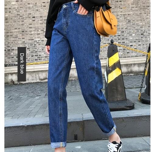 White Jeans for Women High Waist Harem Mom Jeans Spring 2021 New Plus Size Black Women Jeans Streetwear Denim Pants Beige Blue
