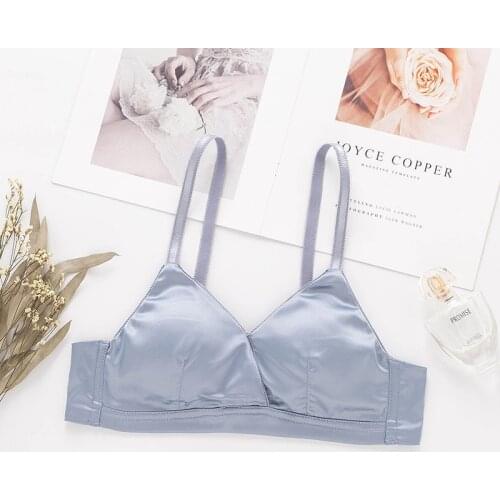 Womens 100% Mulberry Silk Lining with satin fabric outside Comfortable Wireless Bra Bralette SS018