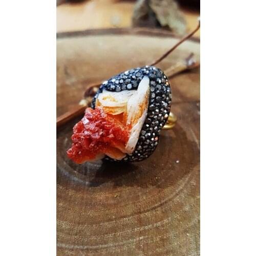 Dr Stone natural Stone Vanadinite Stone 22 carat gold plated women Bangle WHSR33