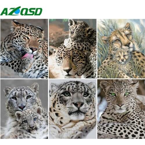 AZQSD Painting By Number Canvas Leopard Home Decoration 40x50cm Coloring By Numbers Animal HandPainted Draw Craft DIY Gift