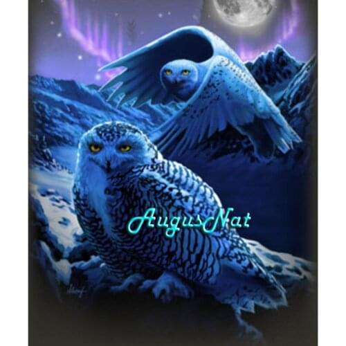 Night owl diamond painting full square birds diamond embroidery beads pictures moon diamond cross stitch wall art craft stitcker