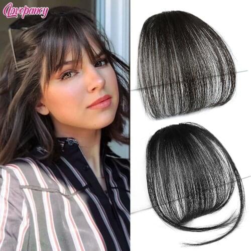 Short Synthetic Air Bangs Hair Heat Resistant Hairpieces Bangs For Women Natural Fake Hair Bangs Hair Clips For Extensions Brown