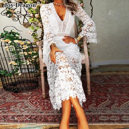 Summer Womens Long Party Dress Plus Size Long Sleeve Sexy Bodycon Wedding Prom Elegant Clothing Evening Cocktail Lace Dresses