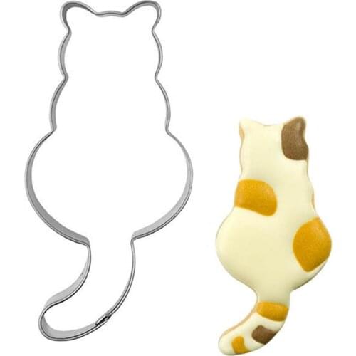 Cute Kitty Shape Aluminium Cookie Mold Maker Metal Dough Cutter Pastry Baking Cat Mould Sugar Craft Cake Molds