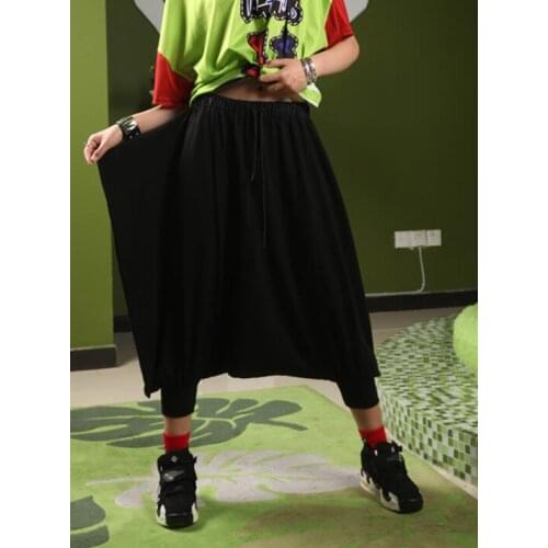 Hip hop personality fashion Summer bloomers pants mens feet trousers loose harem pants for men and womens pantalon homme black