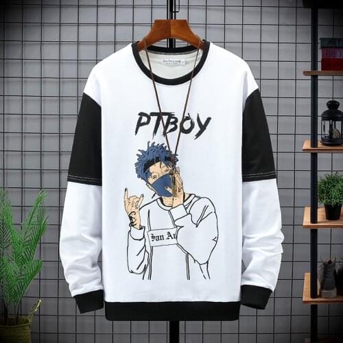 2021 Fashion Mens Sweatshirt Long Sleeve Cartoon Print Mens Pullover Casual Mens Top Large Size
