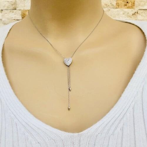 My Shaking Heart 925 Sterling Silver Necklace Women Girls Gift Jewelry Accessories Fashion Handmade Elegant Chain