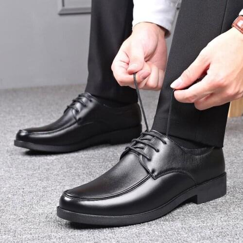 Mens Casual Flats Leather Shoes Lace Up Dress/formal Business Oxford Classic Black Leather Shoes Mens Work Shoes Plus Size