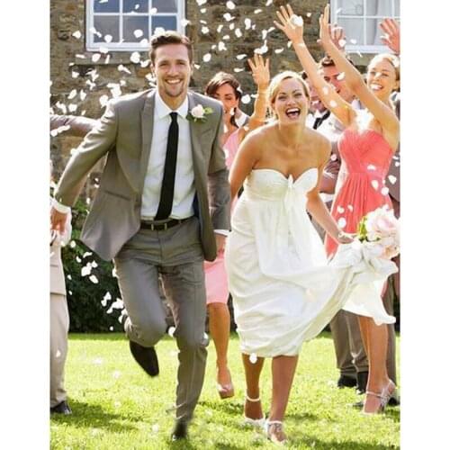 2020 Custom Made Shawl Lapel Wedding Suits Tuxedo For Men Grey Single Breasted Groom Mens Suit Groomsmen masculino Jacket Pants