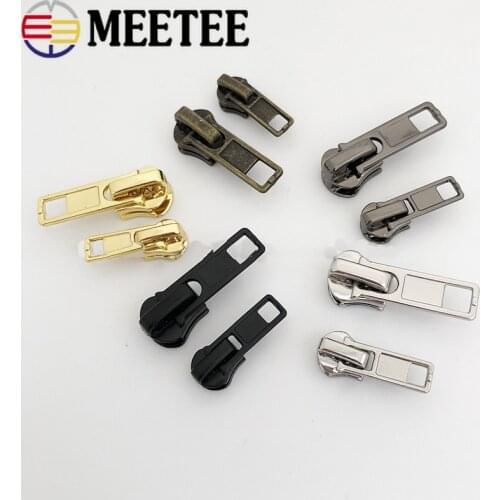 Meetee 10pcs 3# 5# Zipper Silder for Metal Zippers Retro Alloy Material Zip Head Puller Kit DIY Jackets Zips Repair Accessories