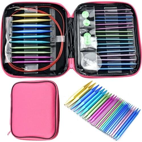 Crochet Hook Set 26PCS Circular DIY Knitting Needles Change Head Needle For Women DIY Craft Sewing Accessories With Case