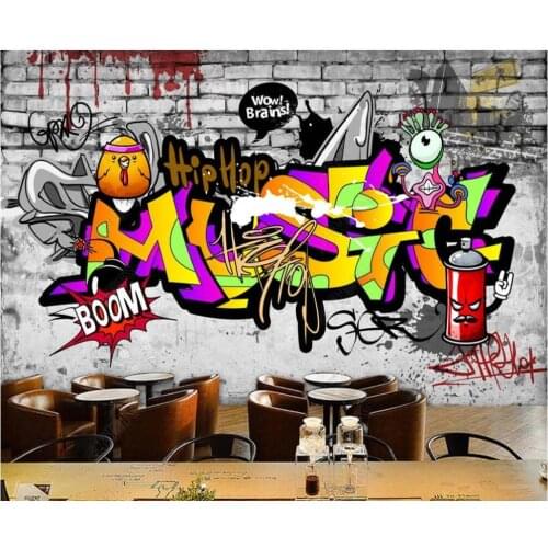 Custom mural 3d photo wallpaper Trendy graffiti bar KTV brick wall home decor living room wallpaper for walls 3 d in rolls