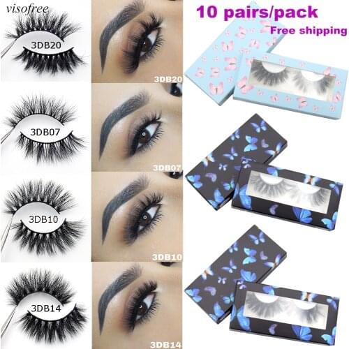 10 pair Visofree Mink Lashes 25mm Fluffy Messy 3D Mink Eyelashes Handmade False Eyelashes Long Thick Fake Lashes Wholesale Lash