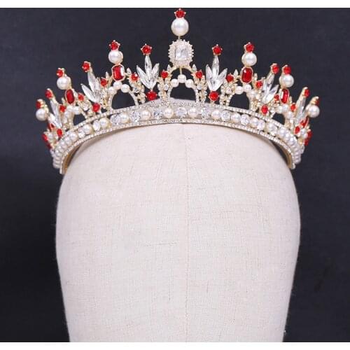 New Luxury Crown Jewelry Inlaid With Zircon Multicolor Baroque Tiaras Pearls Bridal Wedding Accessories Bridal Dress Jewelry BH