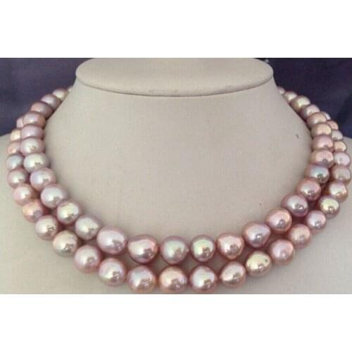34"inch 9-10MM natural lavender freshwater pearl necklace